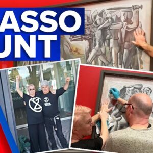 Climate protester’s warning after glueing themselves to Picasso painting | 9 News Australia