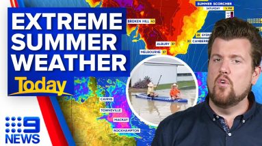 Brutal heatwave to sweep over east coast, Queensland summer storms | 9 News Australia