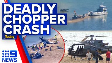 Tide threatens investigation into deadly Gold Coast chopper crash | 9 News Australia