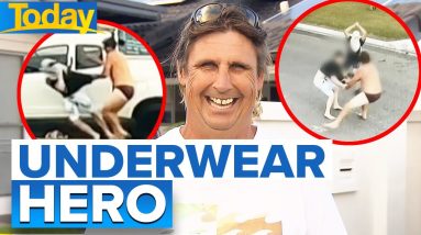 Man in underwear fights off armed would-be thieves | Today Show Australia