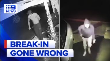 Teenage trio caught on camera attempting a break-in in Queensland | 9 News Australia