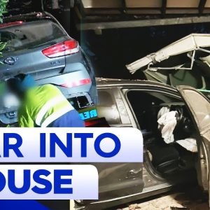 Citizens arrest after car ploughs into Brisbane home | 9 News Australia