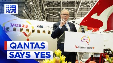 Qantas on board the ‘yes campaign’ for the Voice to Parliament | 9 News Australia