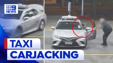 Terrifying footage of taxi driver ambushed in Queensland | 9 News Australia