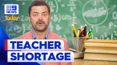 Students encouraged to learn from home amid a critical teacher shortage | 9 News Australia