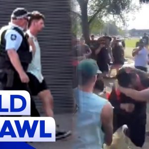 Wild brawls between staff and patrons at car festival caught on camera | 9 News Australia