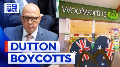 Peter Dutton calls for Woolworths boycott over Australia Day merchandise change | 9 News Australia