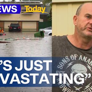 Queensland streets swallowed by rising flood waters | 9 News Australia