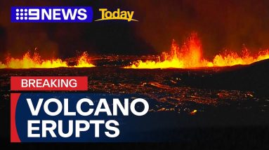 Volcano erupts in Iceland for the second time in less than a month | 9 News Australia