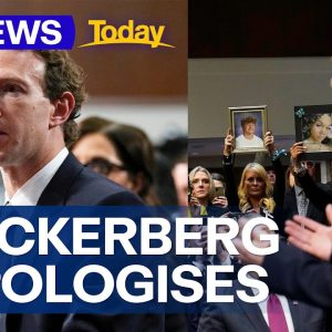 Mark Zuckerberg apologises to victims’ families of online exploitation | 9 News Australia