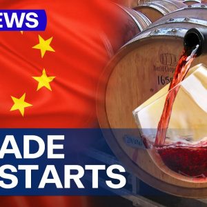 Wine trade officially restarts in Australia, as first shipment is China bound | 9 News Australia