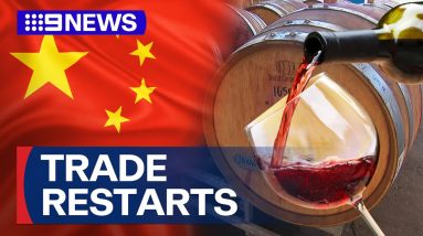 Wine trade officially restarts in Australia, as first shipment is China bound | 9 News Australia