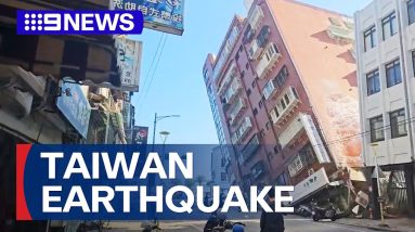 Strong earthquake rocks Taiwan causing a tsunami | 9 News Australia