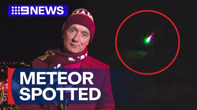 Meteoroid spotted behind 9News weather presenter on live TV | 9 News Australia